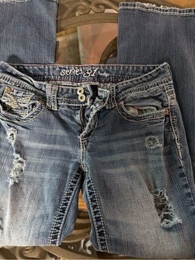 Amethyst 31 series Jeans Women's Distressed Blue Bootcut Jeans